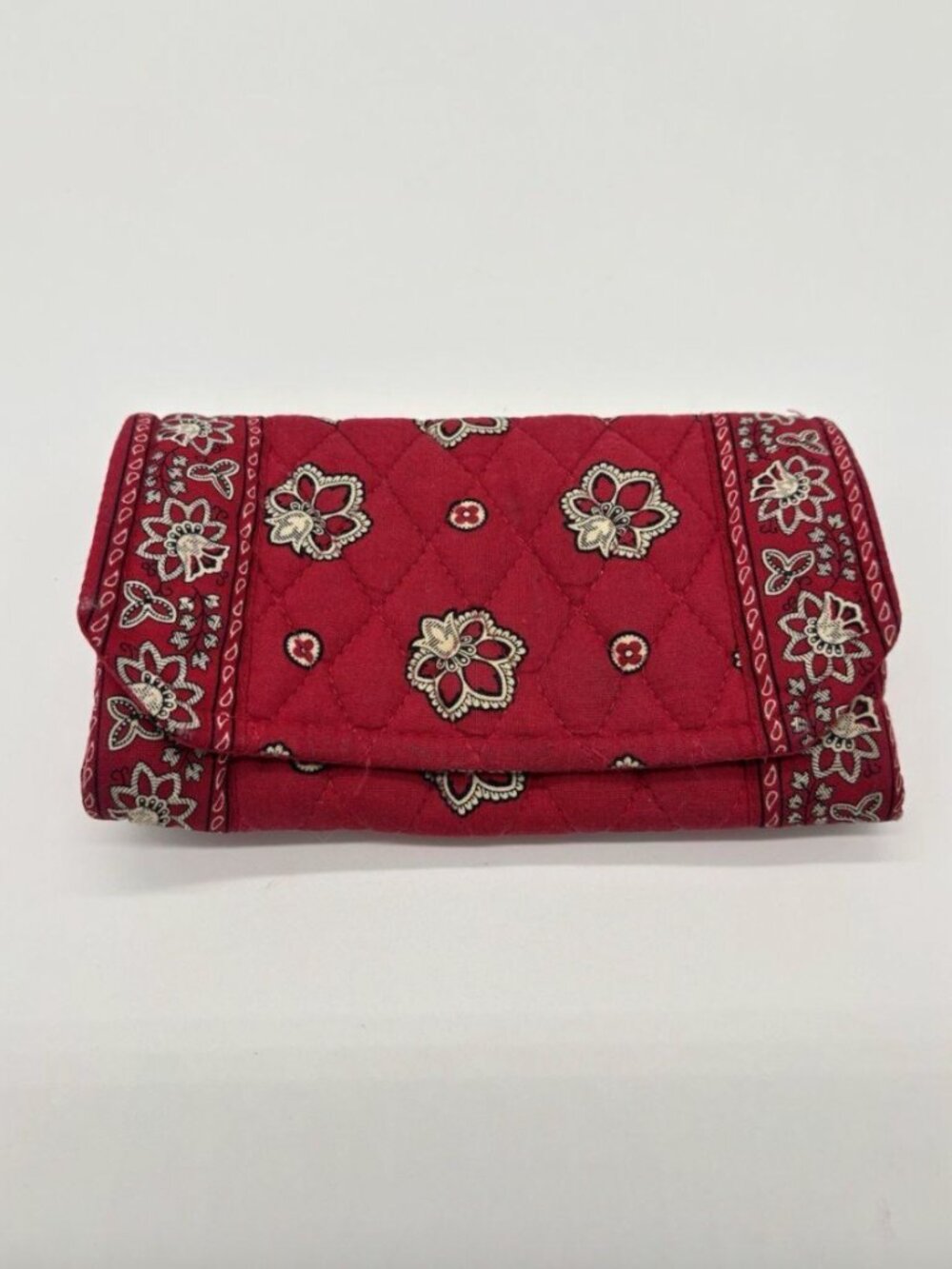 Vintage Vera Bradley Red Bandana Quilted Trifold Wallet 7x4'